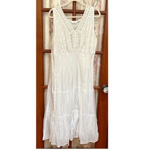 Mlle Gabrielle White Lace Dress with eyelet & pearl buttons